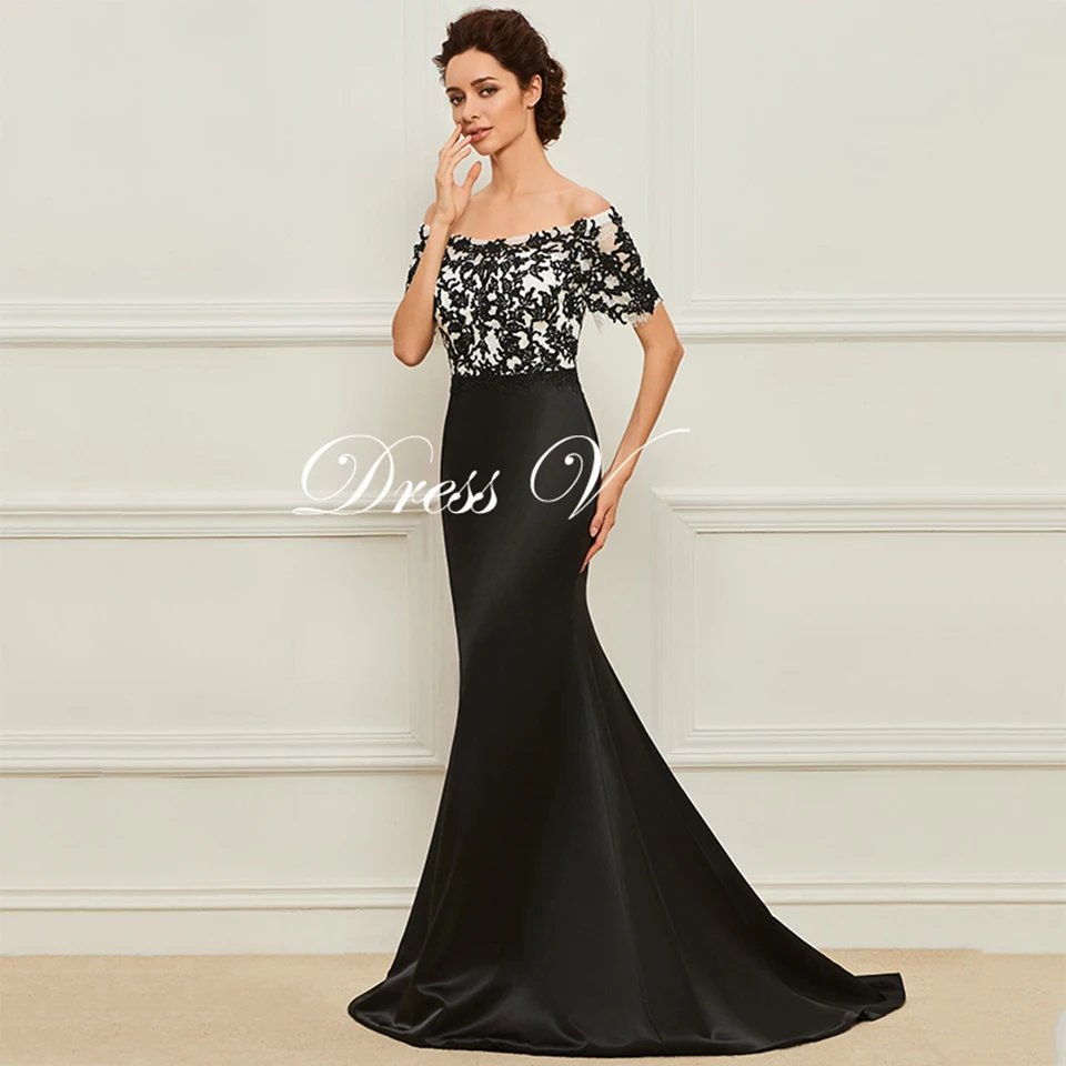 Dressv Long Black Mother Of The Bride Dress Short Sleeves Mermaid Dressv Long Black Mother Of The Bride Dress Short Sleeves Mermaid Lace Simple Custom Wedding Party
