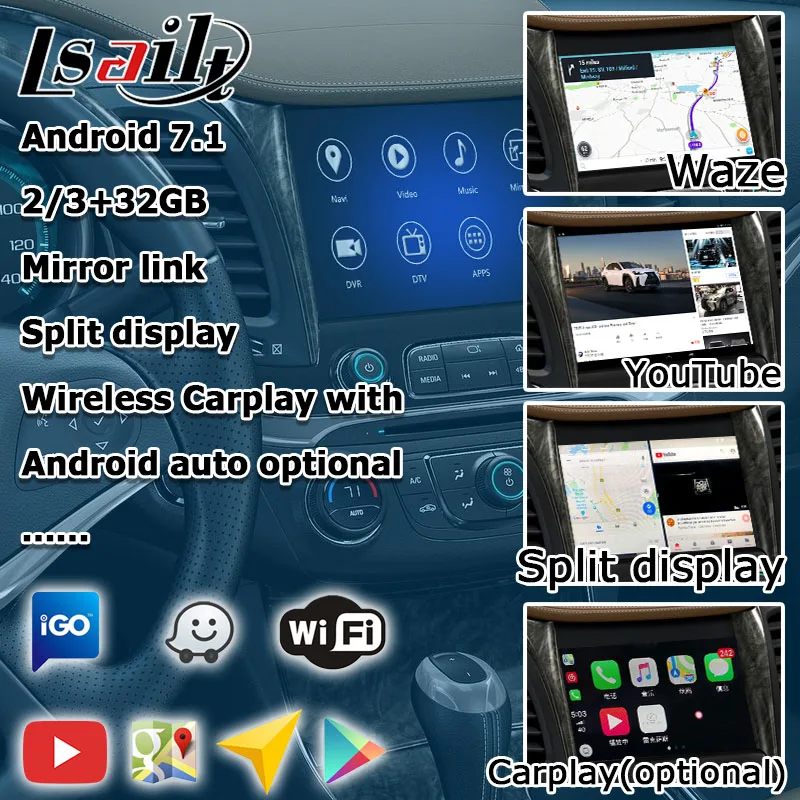 Android gps-навигатор для «Chevrolet Impala» или более поздней версии видео интерфейс mylink CUE система с беспроводной Carplay