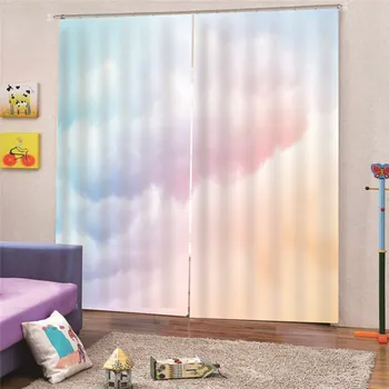 

3D Digital Print Cloud 203x213cm Fabric Solid Color Blackout Curtains Living Room Modern Bedroom Window kitchen AP12