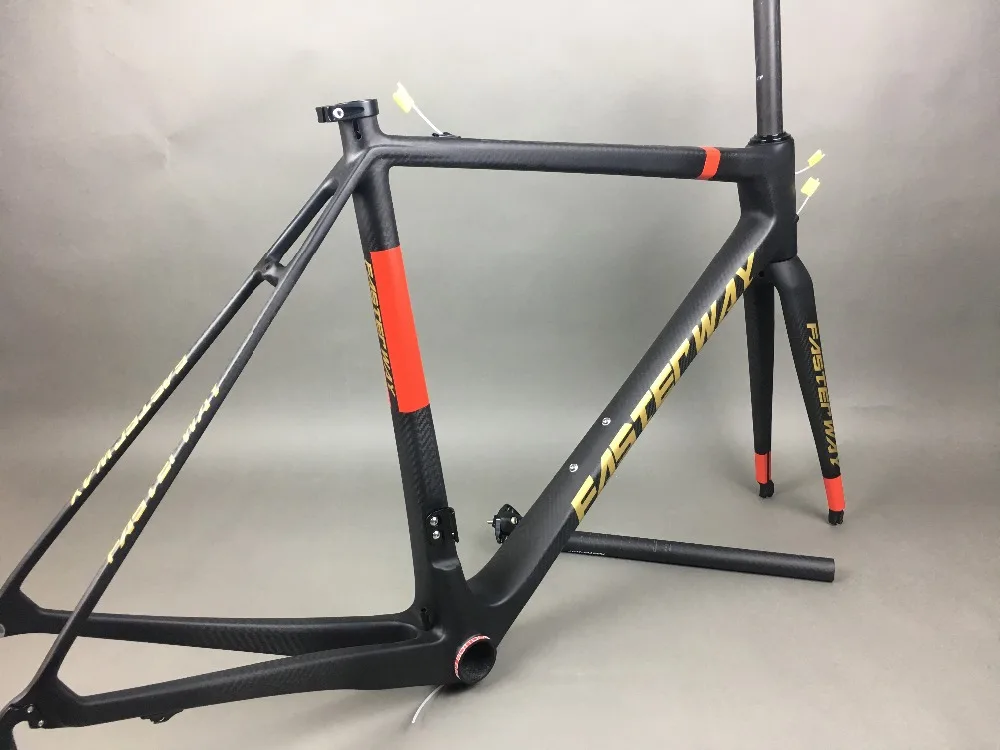 Best classic design FASTERWAY PRO full black with no logo carbon road bike frameset:carbon Frame+Seatpost+Fork+Clamp+Headset,free ems 115