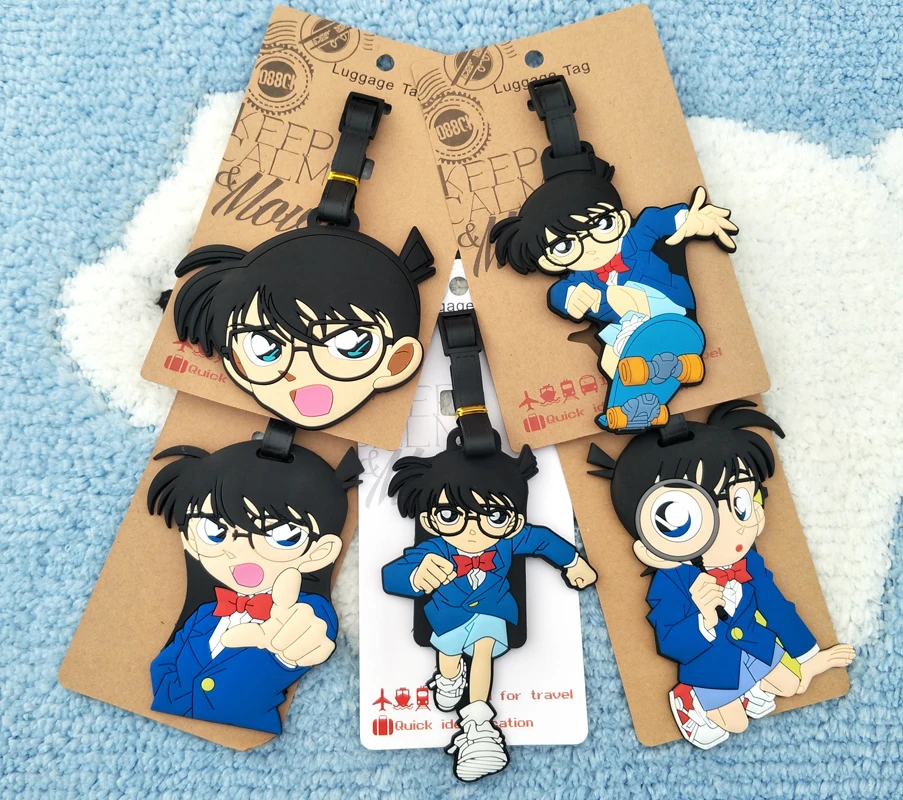 Detective Conan Anime Luggage Tag Pvc Pendants Portable Travel Label