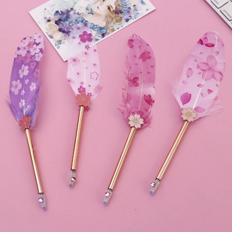 

1 pcs Kawaii Gel Pens Pink cherry blossom black colored gel-inkpens for writing Cute stationery office school supplies