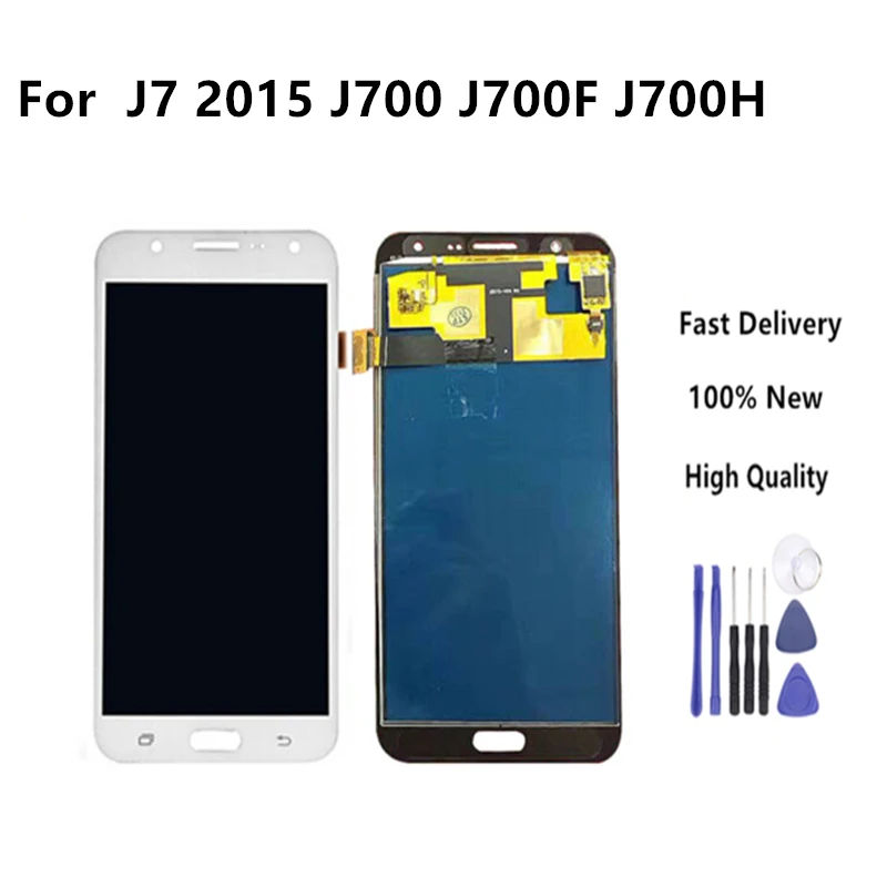 

White Lcd For Samsung Galaxy J7 2015 LCD Display J700 J700F Touch Screen Digitizer Replacements J700M Display+Tools