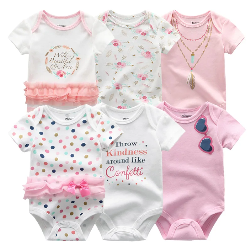 6 шт./лот, Одежда для новорожденных мальчиков, хлопковая одежда для маленьких девочек 0-12 месяцев, Roupa de bebes, одежда с единорогом для маленьких девочек, боди, платье для девочек