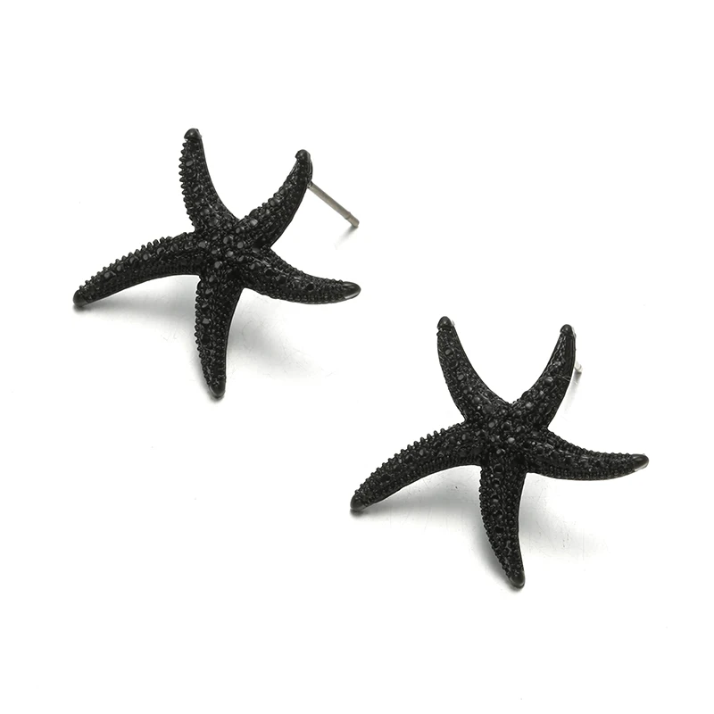Женские большие серьги Starfish блестящие с металлическими каплями подарок на весну