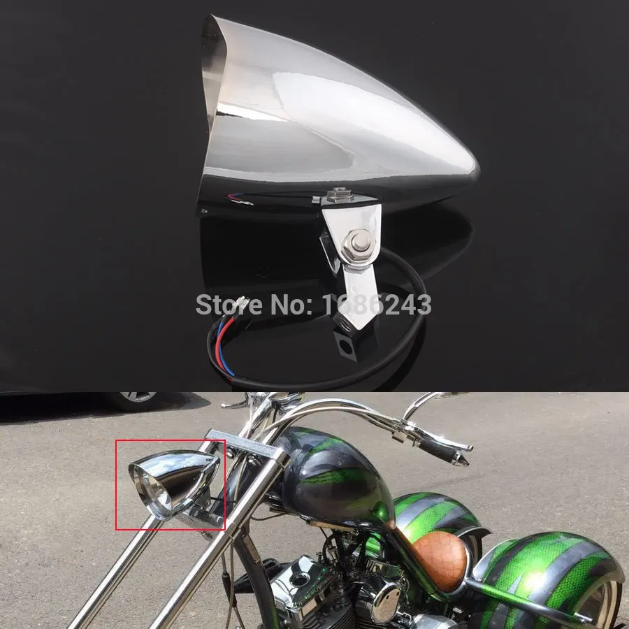 МОТОЦИКЛ хром Алюминиевый козырек пуля фара лампа 4," подходит для Harley Sportster Dyna Softail Bobber Chopper на заказ 10 мм