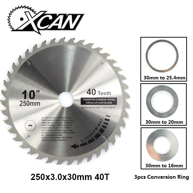 XCAN 1 шт. 250 мм 40 т высококачественный твердосплавный деревообрабатывающий пильный диск с отверстием 30 мм режущий диск по дереву TCT Циркулярный пильный диск - Цвет: Sliver