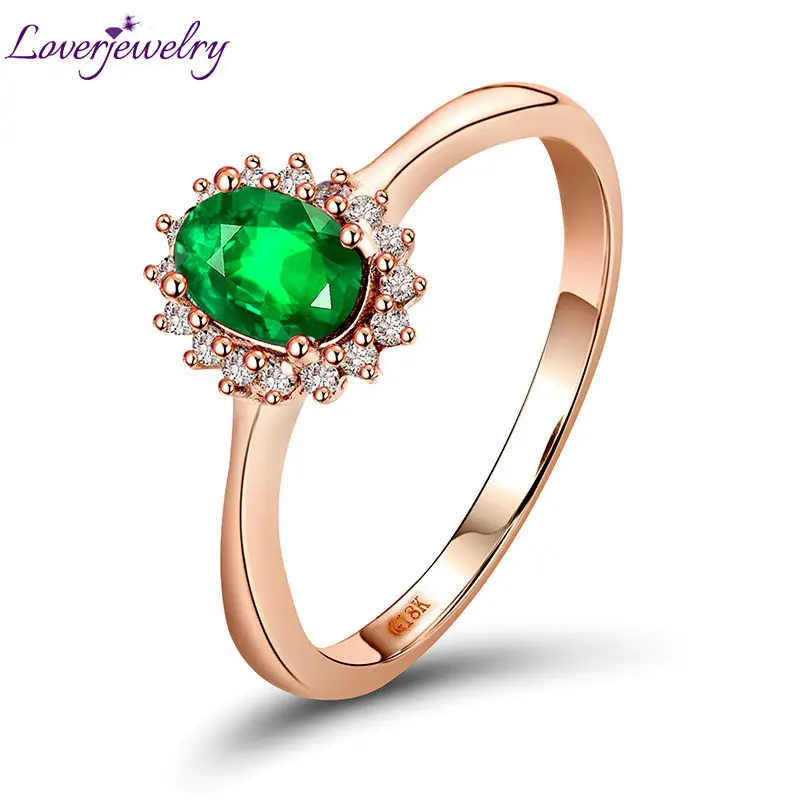 Aliexpress.com : Buy New Classical Design Engagement Genuine Diamond Emerald Ring 18K Rose Gold ...