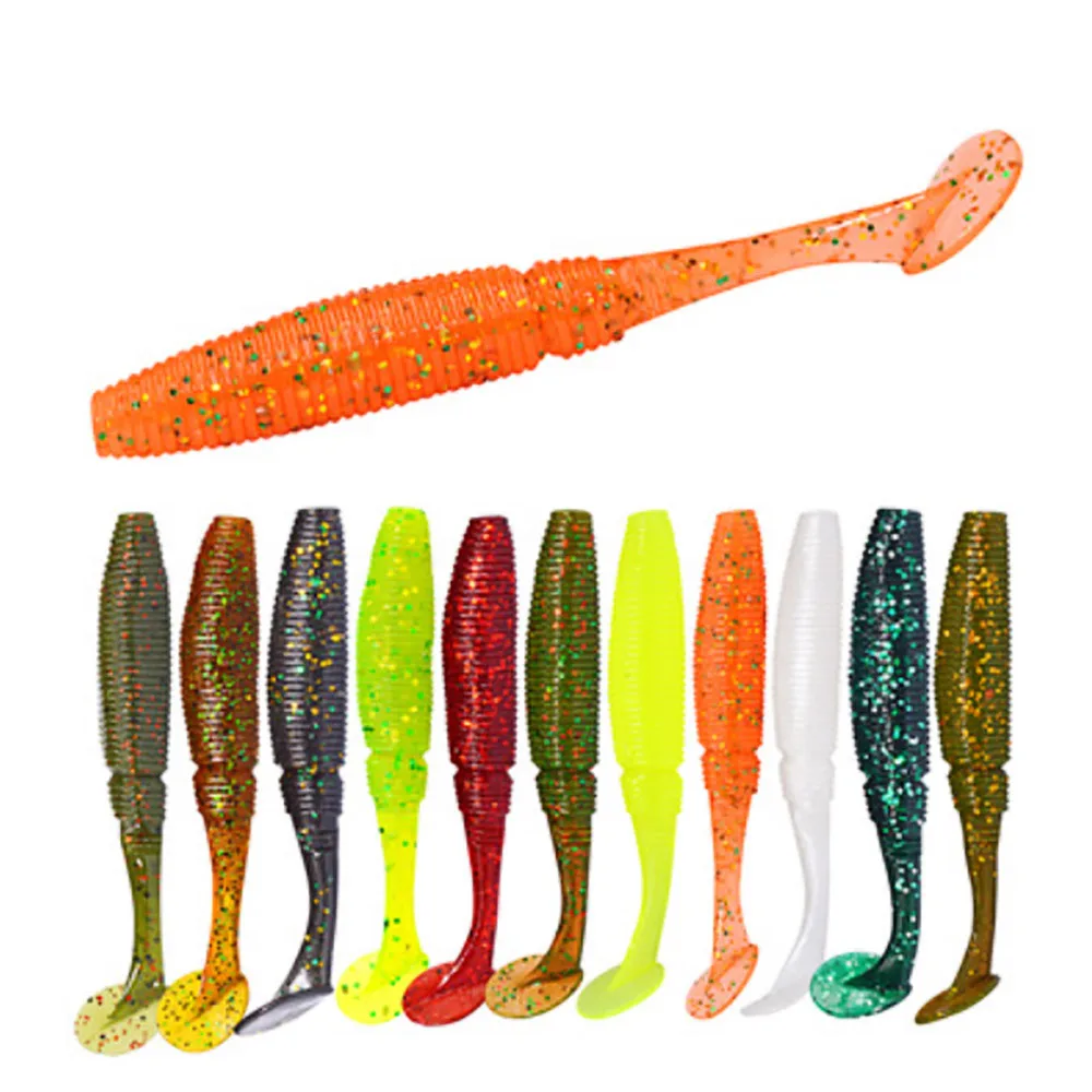 

High quality 6PCS Bright color Night Light T-Tail Maggots With 75Mm Soft Worm False Bait Lifelike Practical Fishing Lures