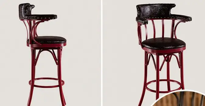 Spin Desk High American Vintage Old Iron Bar Chair 001