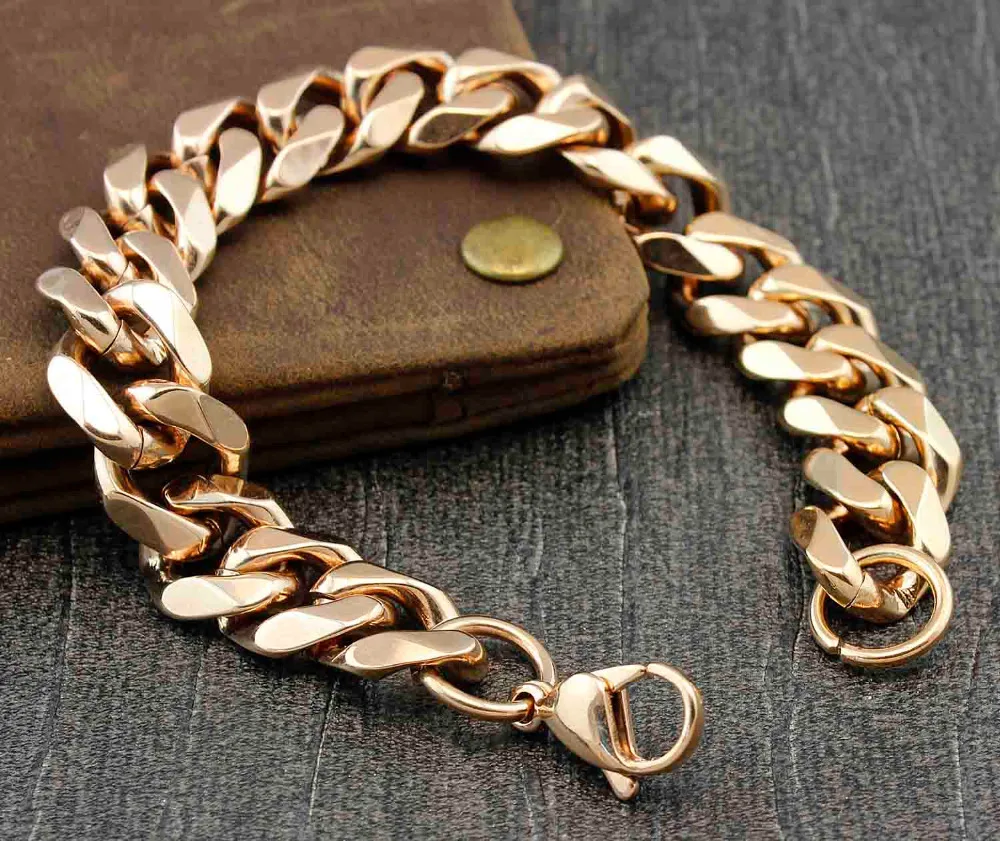 Never Fade Rose Gold Chunky Stainless Steel Mens Cuban Link Chain Never Fade Rose Gold Chunky Stainless Steel Mens Cuban Link Chain Bracelet In Bracelets From Jewelry Accessories On Aliexpress Alibaba