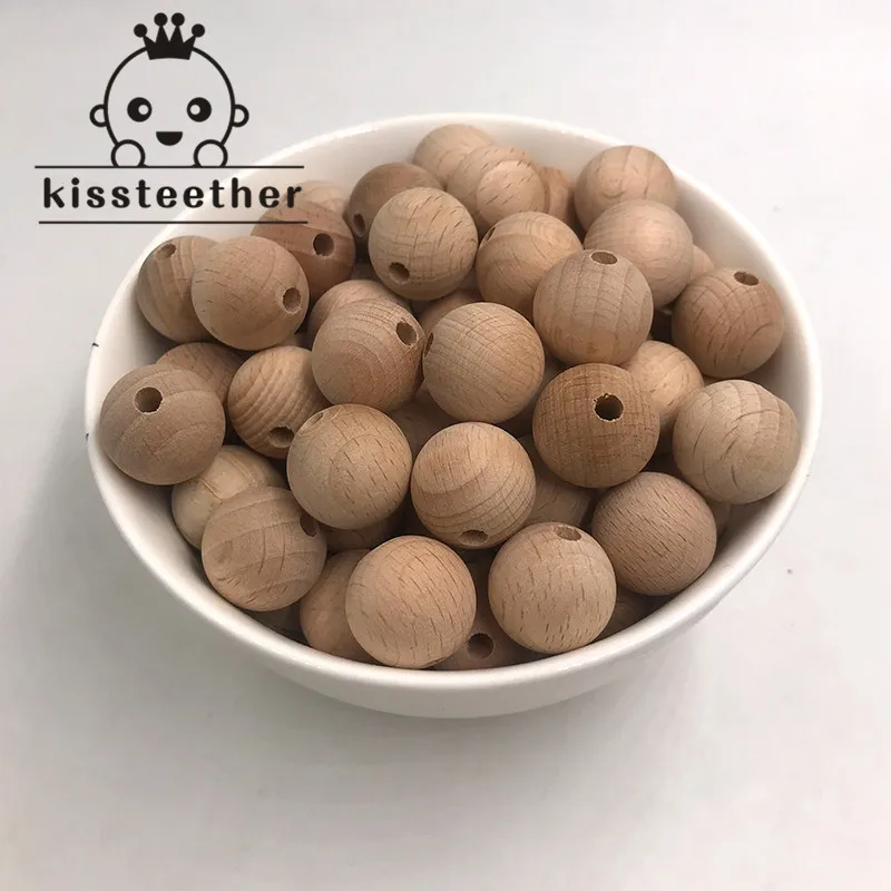 Beech Wooden Chewable 10-20mm Round Beads Ecofriendly DIY Craft Jewelry Accessories Baby Teether teething toys baby teething toys