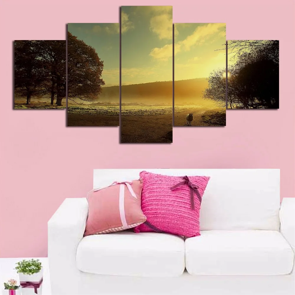 JIE DO ART Living Room Printed Home Decor Canvas Painting 5 Panel