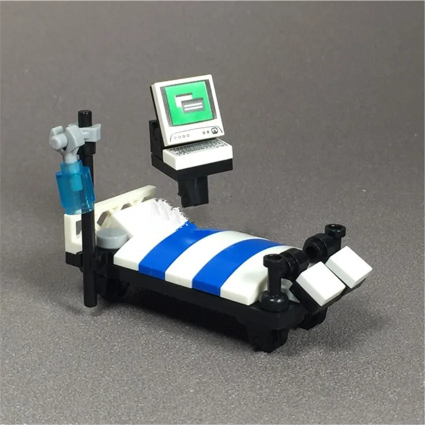 

Toy City Street View Bed Block MOC Accessories Bricks Operating Bed Building Blocks DIY Toys For Children