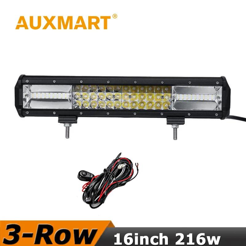 Auxmart 16 inch Offroad LED Light Bar CREE Chips 216W Led Work Light 12V/24V For VW Jeep Ford Nissan Toyota ATV 4x4 Pickup Truck