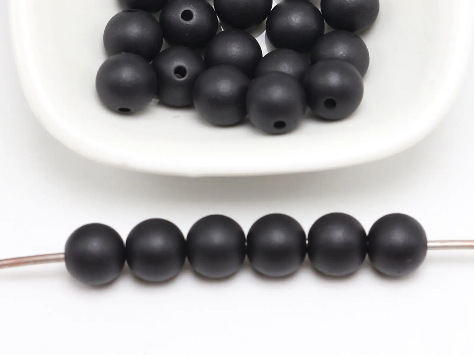 200 Matte Black Acrylic Pearl Round Beads Imitation Pearl 8mm(0.31")in