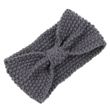 Вязаная повязка на голову с цветком и бантом(светильник