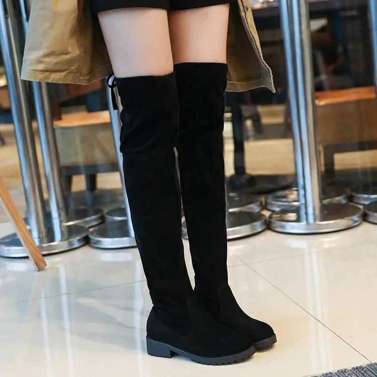 black long overknee boots women shoes woman botines mujer black booties ladies shoe knee high boot