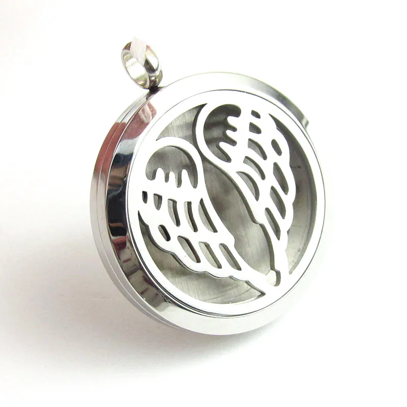 

5pcs /lot Angel Wings Stainless Steel Essential Oil Diffuser Pendant Perfume Pendant Necklace Aromatherapy Pendant Locke Jewelry