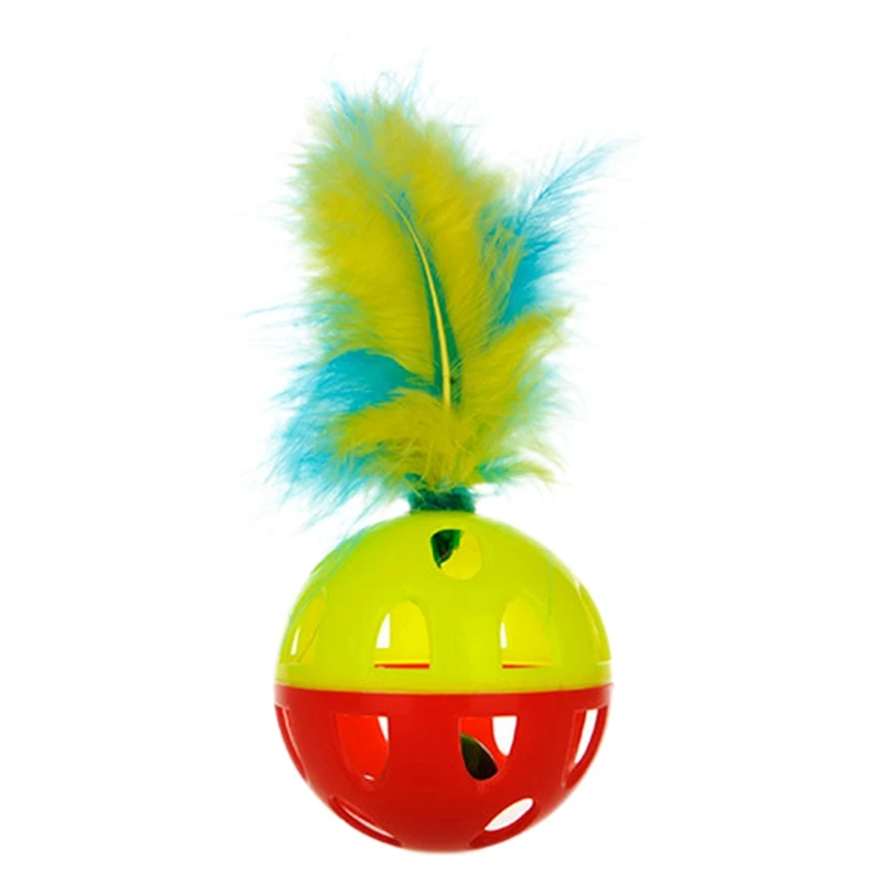 Pet игрушка для котенка игрушки для котов красочные перьевая кошачья игрушка с колокольчиком Self ворсовая кошачья Rolling интерактивные обучение игрушечные лошадки
