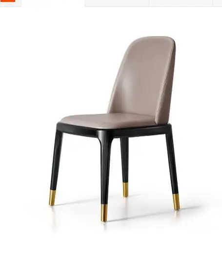 Однотонное деревянное кожаное кресло для столовой, отеля, ресторана, простое Скандинавское обеденное кресло, подлокотник, роскошный позолоченный дизайн - Цвет: style 7