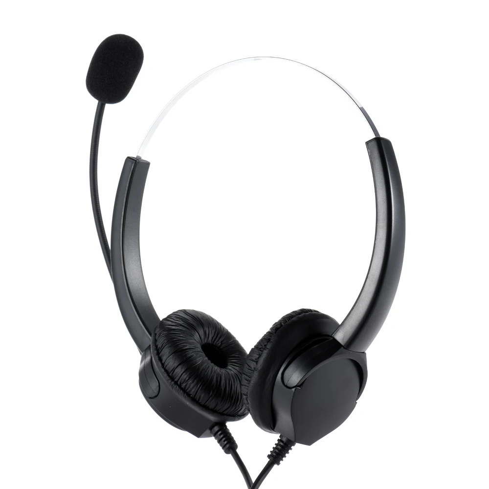 VH500D Professional Telephone Headset Clear Voice Noise Cancellation Call Center Binaural Headphone Corded Headset with Micphone