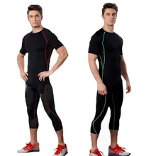 Для мужчин осень г. с круглым вырезом Модные мужчин s костюм короткий рукав одежда+ длинные брюки повседневное мужчин