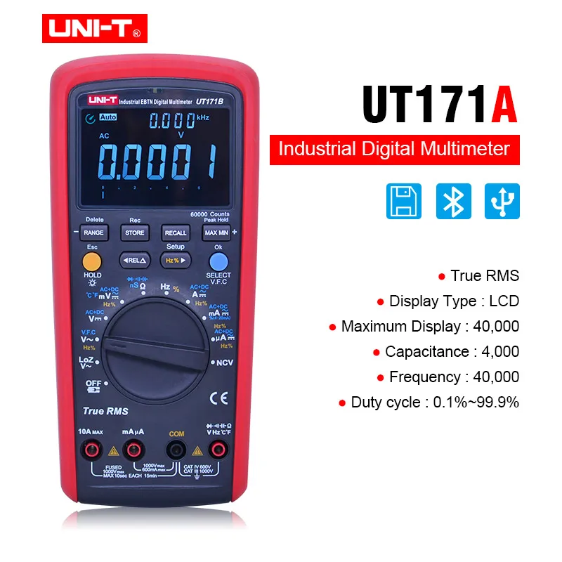 UNI-T Промышленный Цифровой мультиметр UT171A UT171B UT171C Вольтметр Амперметр Омметр Электрический измеритель - Цвет: UT171A