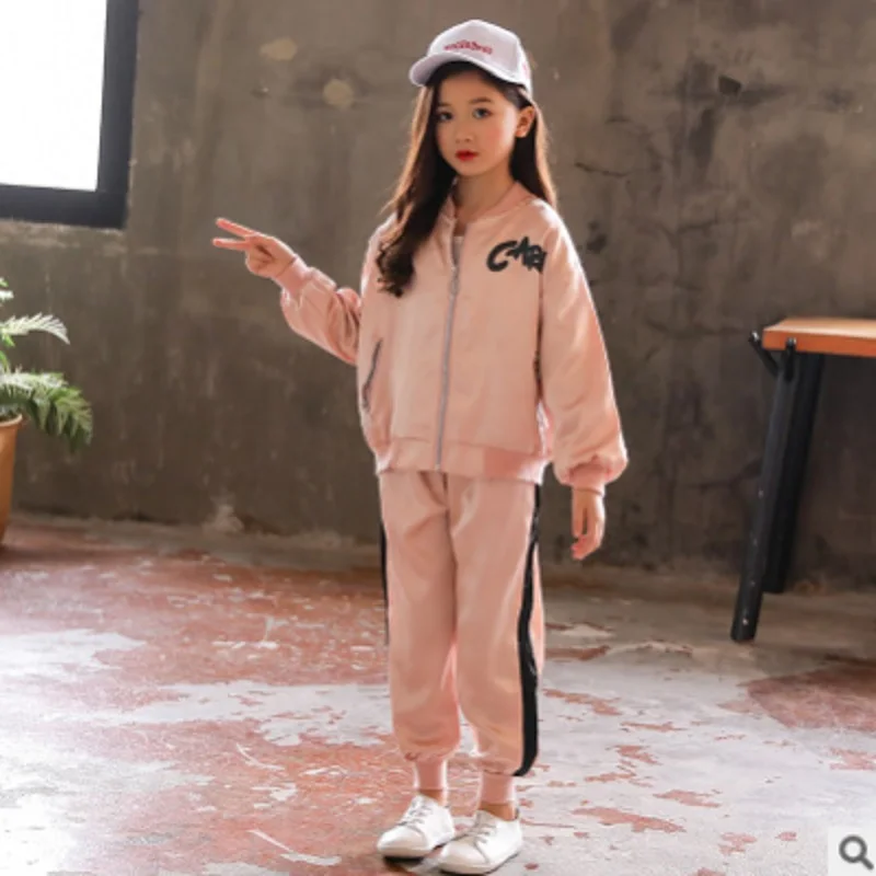 

Children 's Baseball Uniform Clothing Set New 2019 Spring/Autumn Girls 2 Colors Suits Size4-14 Kids Clothes Sets 2 Piece ly085