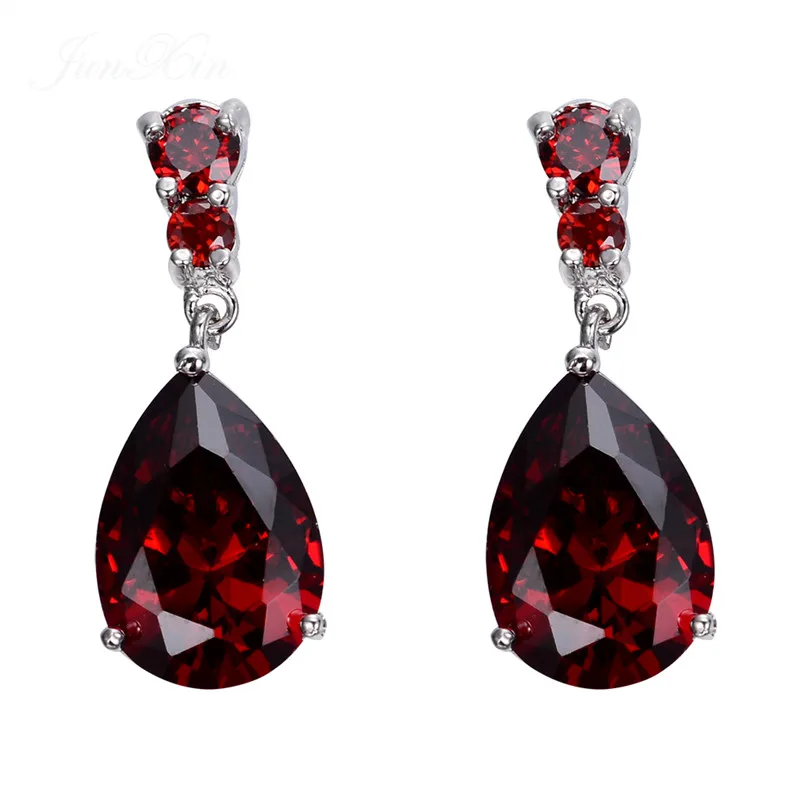 Dangle Earrings Drop Earrings Long Earrings Dome Teardrop Earrings 8 Style Female Red Water Drop Earrings Fashion Silver Color Zircon Stone Earrings Vintage Long Dangle For Women
