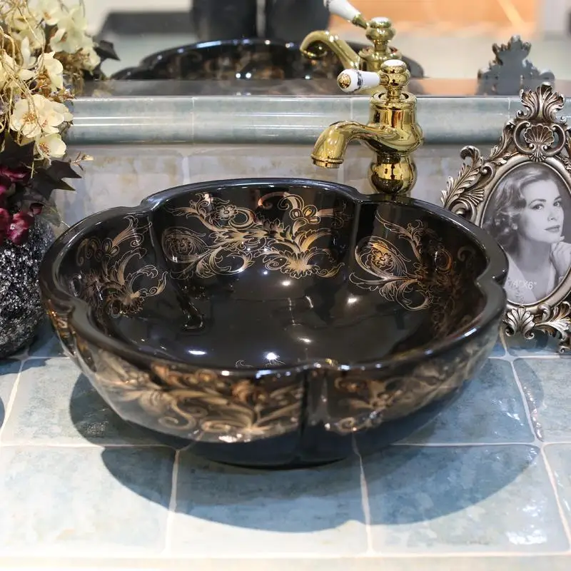 Europe Vintage Style Ceramic Sinks Counter Top Wash Basin Bathroom Sink bathroom hand wash