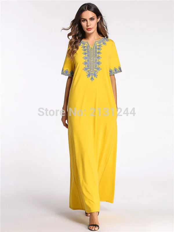 Мусульманское женское хиджаб с длинными рукавами платье макси абайя джабья исламское женское платье одежда халат кафтан Марокканская Мода embroidey