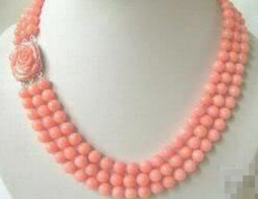 

3177 3 rows Pink coral beads necklace