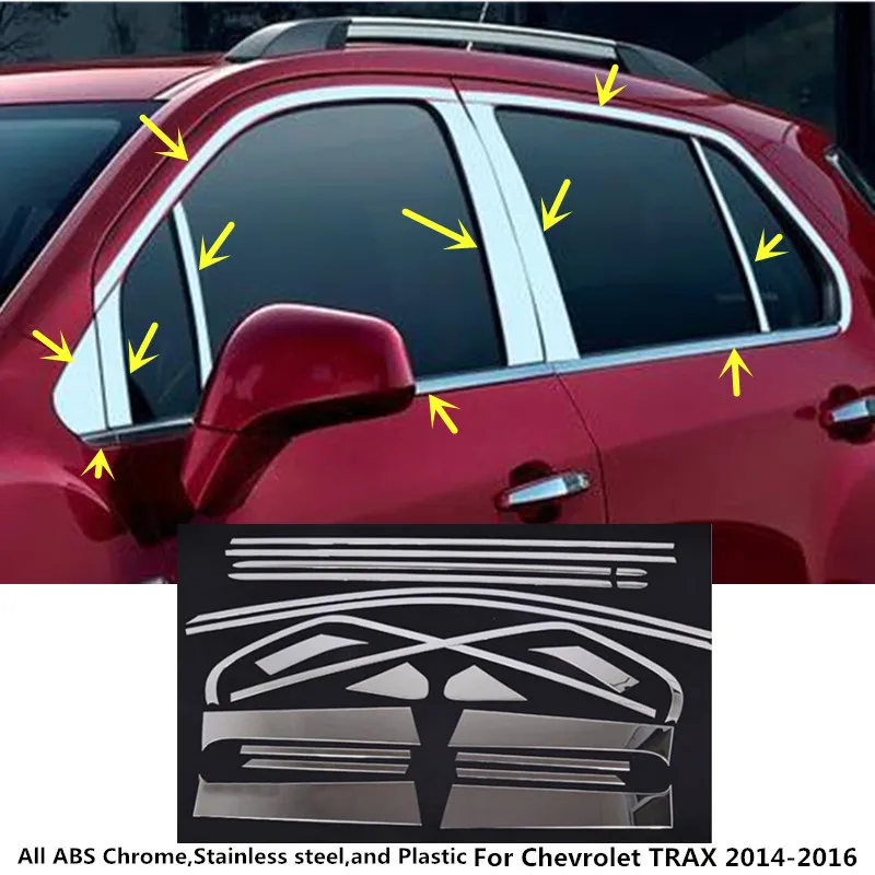 High Quality Car Styling Stainless Steel Glass Window Garnish Pillar Middle Column Trim Hoods For Chevrolet