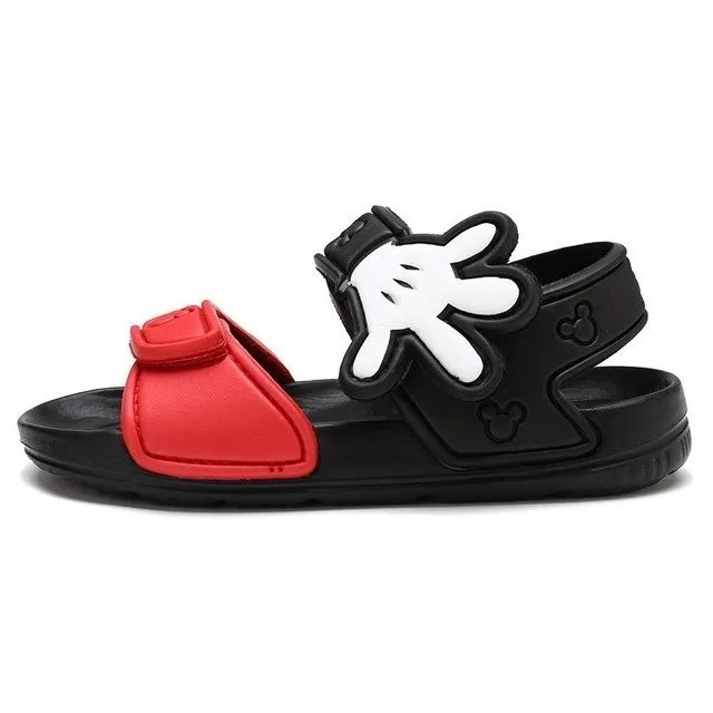 Детские сандалии; Новинка года; летняя Нескользящая пляжная обувь; открытые детские сандалии для диких мальчиков; Студенческая детская обувь - Цвет: -H39-Black red-