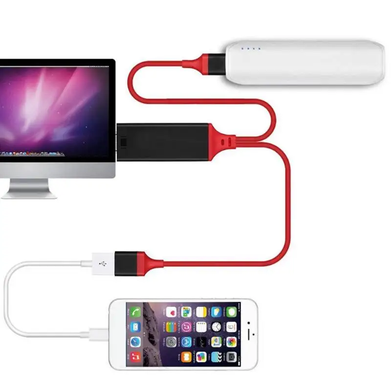 ALLOYSEED USB-A-HDMI Женский-Мужской Соединительный кабель HD tv HD 1080P HDMI конвертер адаптер для iPhone samsung Xiaomi телефонов