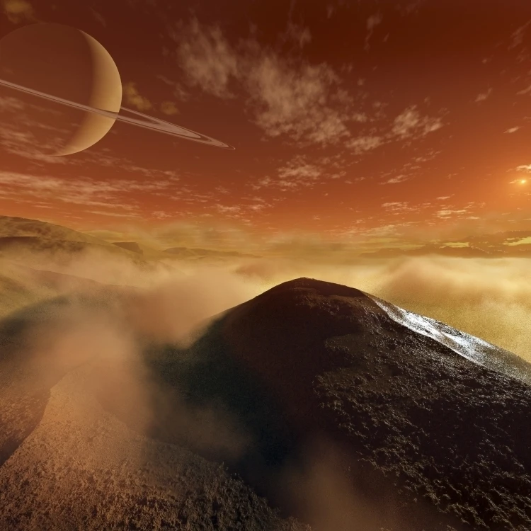Dark dunes are shaped by the moon's winds on the surface of Titan Poster Print (16 x 12)