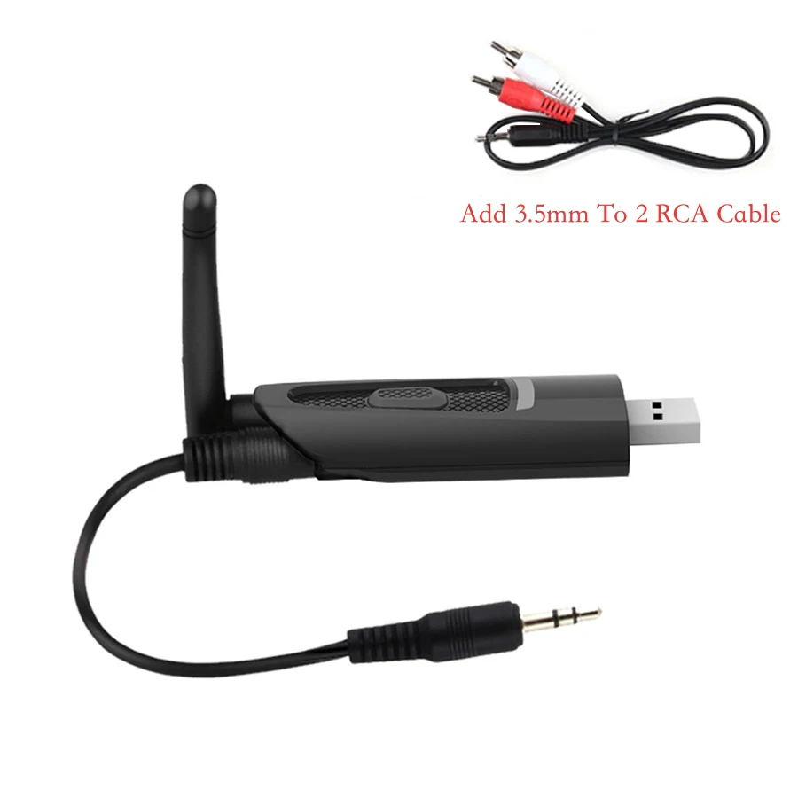 Add RCA Cable Bluetooth 5,0 аудио передатчик AptX низкая задержка 3,5 мм, AUX, разъем/RCA USB беспроводной адаптер для ТВ PS4 PC Apt-X передатчик - Цвет: Add RCA Cable