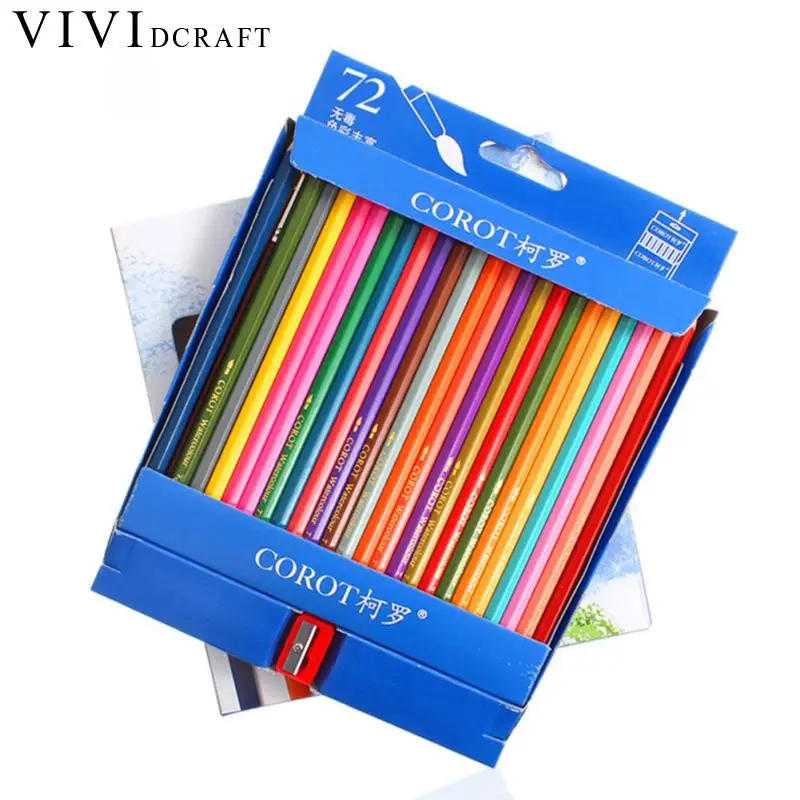 Vividcraft Arting Supplies 72Colors Safe Non toxic Lead Water Soluble Colored Pencil Watercolor