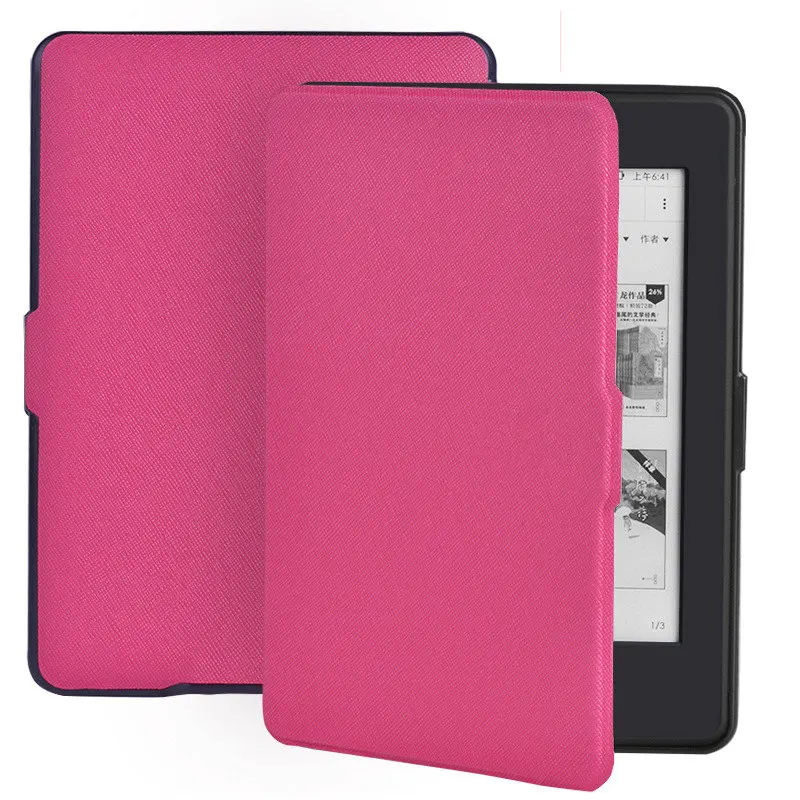 Чехол для Amazon Kindle Paperwhite 1 2 3 тонкий легкий из искусственной кожи Smart Cover подходит для всех поколения Paperwhite до - Цвет: Rose red