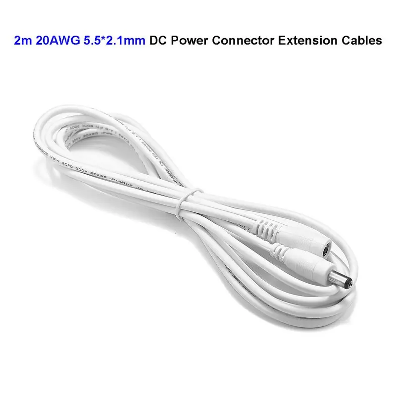 

RGBW LED Strip 5.5mm x 2.1mm Jack DC Connector Power Extension Cable Adapter 20AWG 2m Wires For CCTV Camera Battery Case Pack