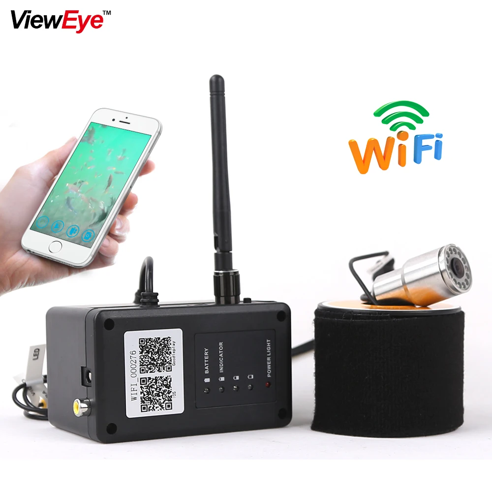 

ViewEye Original Visible WIFI Video Fishing Camera Fish Finder Fish Cam Waterproof Night Vision 12pcs Lamp Underwater Camera New