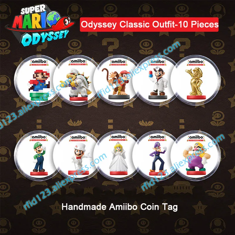 NFC Amiibo монетница для Mario Kart 8 Deluxe/Splatoon2/Mario Odyssey/Zelda/Super Smash Bro - Цвет: Mario Odyssey-10PCS