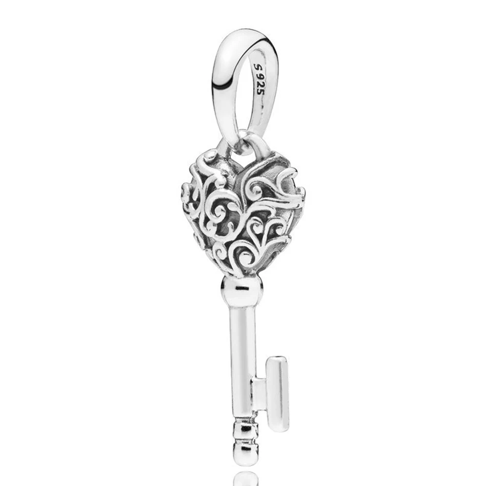 

Authentic 925 Sterling Silver Vintage Regal Key Necklace Charm Fit Pandora Bracelet Bangle DIY Jewelry