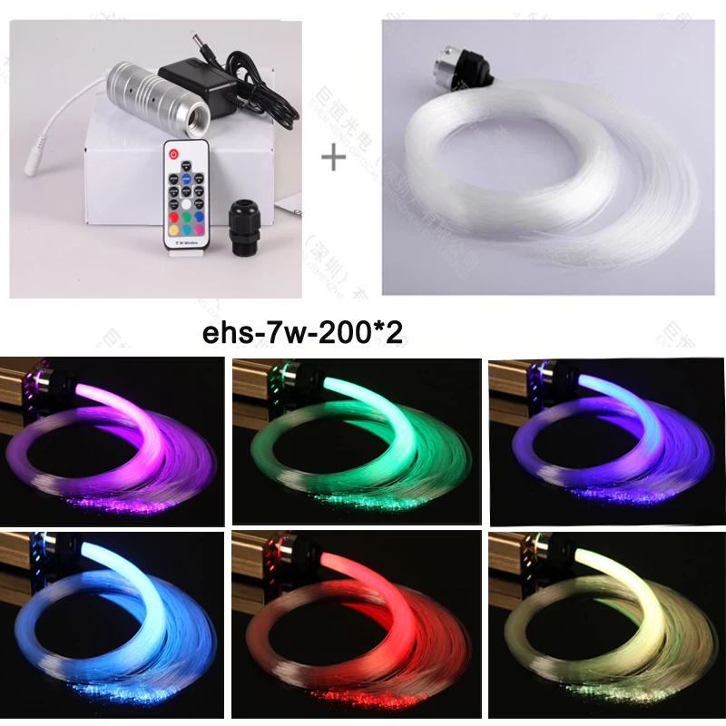 free shipping car use dc12v 7w rgb led fiber optic star ceiling kit