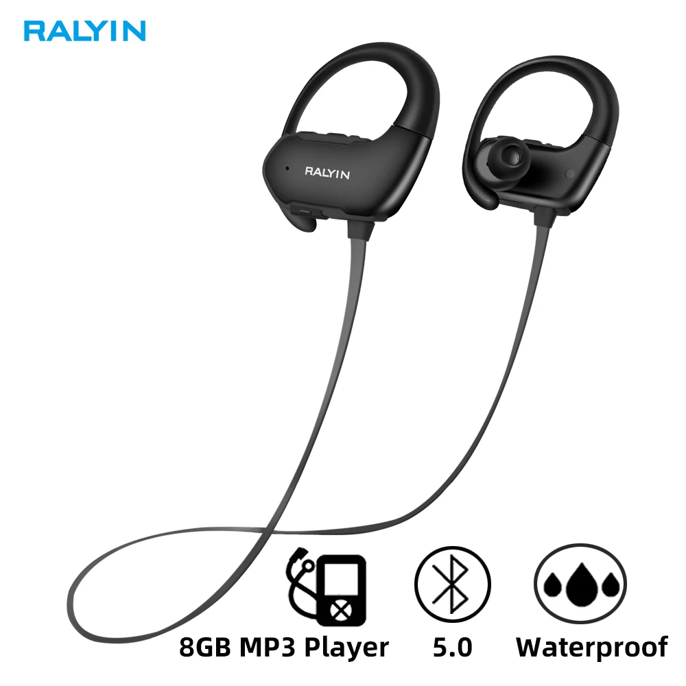 RALYIN M2 Bluetooth спортивные наушники mp3-плеер без потерь наушники Встроенный 8 Гб памяти с ушным крюком микрофон IPX6 водонепроницаемые наушники