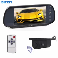 DIYKIT Проводной Парковочная Система Водонепроницаемый Датчик Парковки Радар Заднего вида Камера автомобиля 7 дюймов Автомобильный Монитор Зеркало Заднего вида монитор