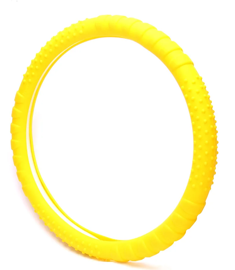 Авто силиконовый чехол на руль противоскользящие Автомобиль Стайлинг рулевого колеса крышка 38 см автомобиля-охватывает подкладке аксессуары - Название цвета: Yellow