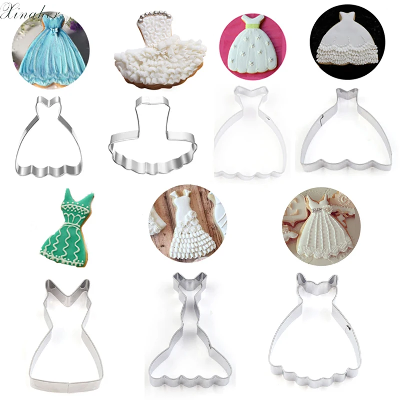

XINAHER Cookie Cutter Stainless Steel Dance Dress skirt Styling Baked Fondant Biscuit Tool DIY Kitchen Baking Tools Cutters