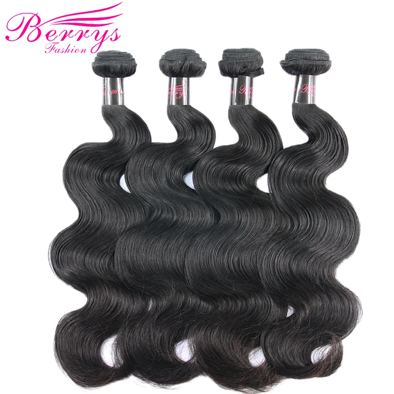 

Brazilian Body Wave 100% Virgin Human Hair 4pcs/lot 10 Inches to 28 Inches Unprocessed Hair Weft Berrys Fashion products